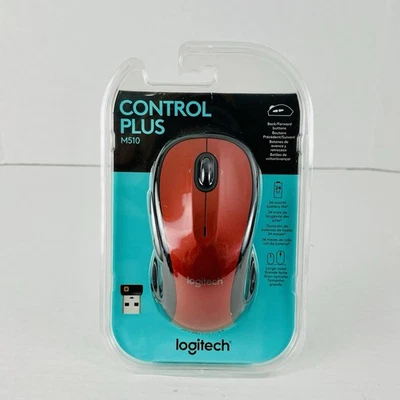 Logitech M510 910-004554 Wireless Mouse USB - Red & Black. - Image 1 of 4