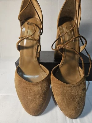 Aquazzura Karlie - Size 38 1/2, Cognac / Camel suede - Image 1 of 4