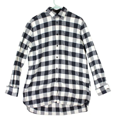 Versace Camisa Abotonada Talla 39 Negra Cuadros Manga Larga Cuello Franela Foto 1 de 4