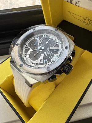 Invicta Racing Turbo Chrono Men's Watch 47mm White Silicone/Silver (48163) New! - Image 1 of 4