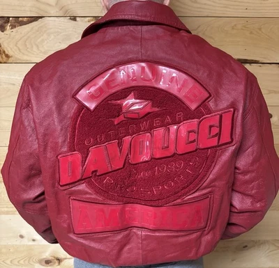 Davoucci красный мягкий натуральной кожи куртка винтажный 89 вышитая подкладка жилет 14-16 - Изображение 1 из 4