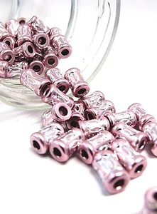 Aluminum Beads Round Tube Beads for Jewelry making Spacer Bead 7mm Pink 30pcs - Picture 1 of 1