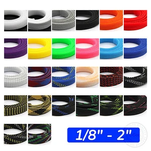 ALL SIZES & COLORS PET Expandable Wire Cable Sleeving Sheath Braided Loom Tubing - Picture 1 of 32