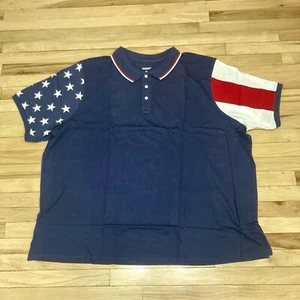 Mens Big & Tall Short Sleeve Polo Patriotic Blue Red White KingSize Brand 5XL - Picture 1 of 4