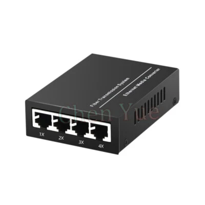 10/100M Single Mode Duplex Fiber Fiber Optic Media Converter 2 SC Fiber 4 RJ45 - Image 1 of 4