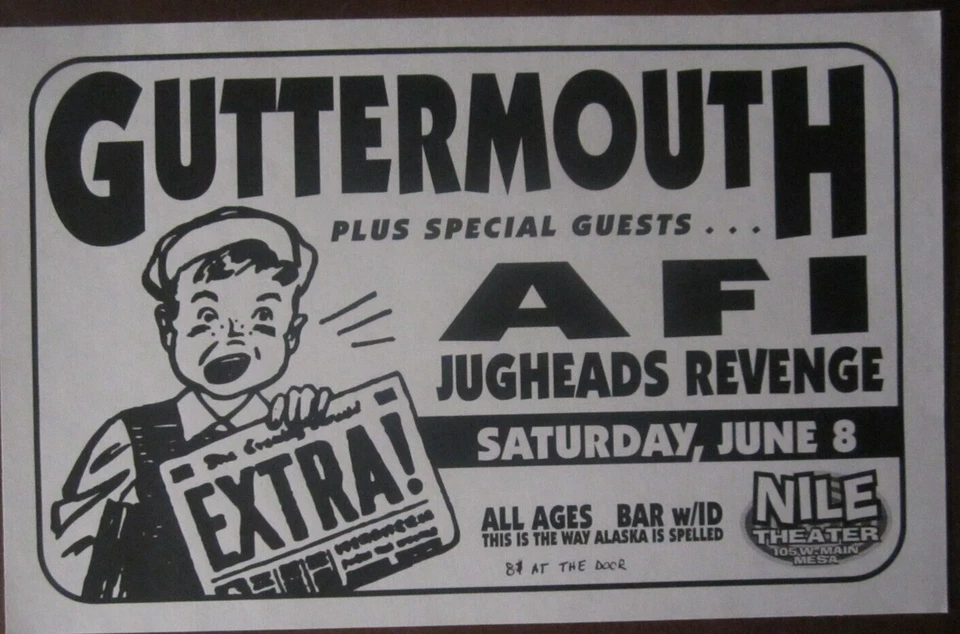 Guttermouth w/ AFI and Jugheads Revenge Original Mesa Arizona Concert Handbill - Image 1 of 1