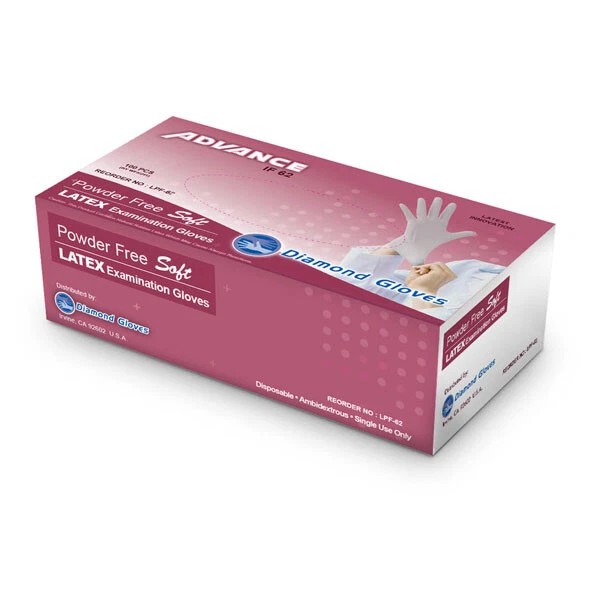 100 pcs Latex Gloves Powder Free XS Small Medium Large Size Diamond Gloves - Image 1 of 2