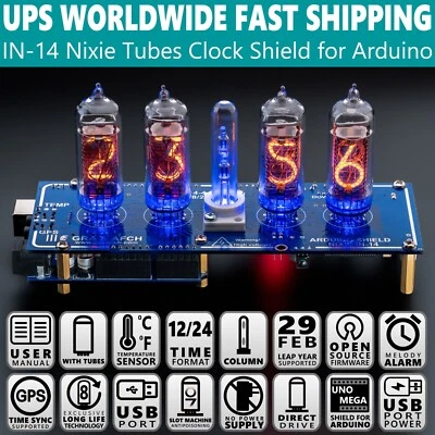 IN-14 Arduino Shield NCS314-4 Nixie Tubes Clock [Column Sockets Arduino] 4 TUBES - Image 1 of 4