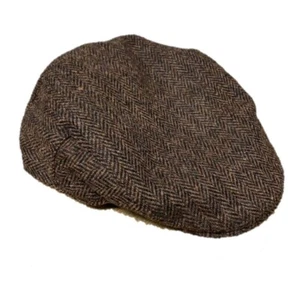 Highland Harris Tweed Flat Cap Brown Black ZH014 Hat Shooting Hunting Heather - Picture 1 of 1