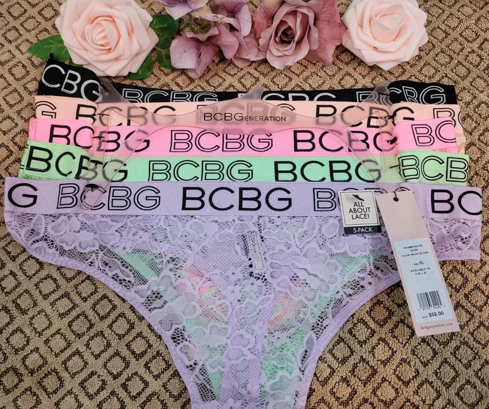 Paquete de 5 tanga BCBG SeXy Mesh Peek A Boo See Thru sin líneas de panty $52.00 Foto 1 de 4