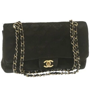 CHANEL Classic Matelasse 25 Chain Flap Shoulder Bag Lamb Skin Black am2320gA - Picture 1 of 24
