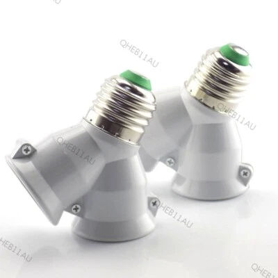 E27 to 2 E27 LED Light Bulb Lamp Adapter Converter Splitter Base Socket 18H - Image 1 of 4