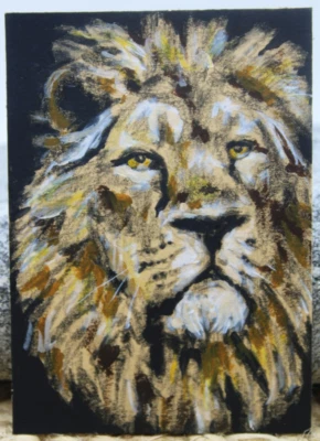 Arte ACEO ORIGINAL Lion ~ mídia mista em papel colorido por Rockn Palette - Imagem 1 de 4