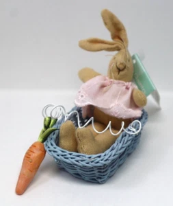 S3 blue basket ORNAMENT vintage Bunny Rabbit RUSS BERRIE Easter Country Sampler - Picture 1 of 6