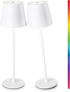 2 Pack RGB Rechargeable Cordless Table Lamp Dimmable Waterproof Desk Light White - Picture 1 of 6