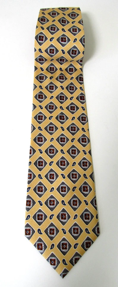Corbata de seda geométrica dorada Mikael York Foto 1 de 3