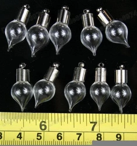 lotto 5 pcs pezzi bottiglie vetro mini goccia bigiotteria fai da te tappo 2 cm - Immagine 1 di 1