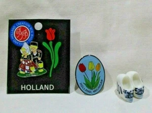 Menge 3 Tulip Time Holland Michigan Holländische Kinder Schuhe Souvenir Hut/Anstecknadel - Bild 1 von 3