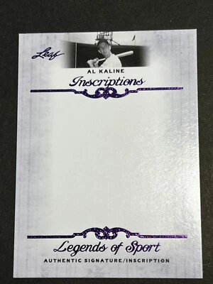 Leaf Legends 2011 púrpura en blanco prueba trasera falta automático y #/1 Al Kaline Script Foto 1 de 4