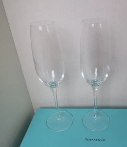 Pair of Signed Tiffany & Co Champagne Flutes in Tiffany & Co Box - Picture 1 of 9