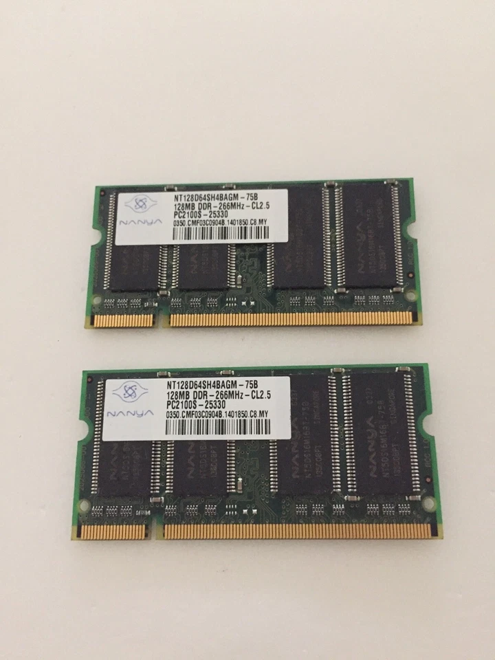 Nanya 128MB (256MB Total) DDR-266MHZ PC2100S-25330 RAM NT128D64SH4BAGM-75B (A5) - Image 1 of 1