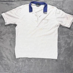 Vintage Fairway Striped Polo Shirt XL Made in USA Golf Pocket Tee Navy Collar - Picture 1 of 5