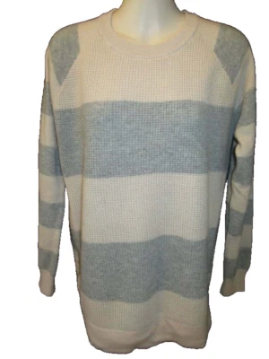 Theory 100% Cashmere Gray Pale Pink Striped Sweater M - Image 1 of 4