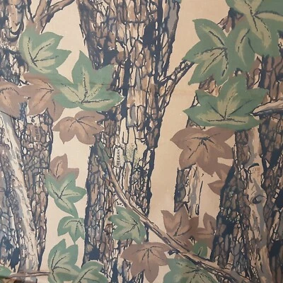 Tela de camuflaje 56"x2,5 yardas corteza mezcla de algodón hojas árboles marrón verde camuflaje Foto 1 de 4