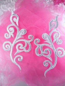 Embroidered Appliques Mirror Pair Silver Metallic Iron On Clothing Patch GB304X  - Picture 1 of 2