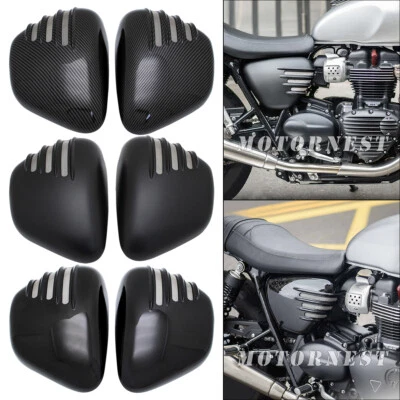 Cubiertas de batería de carenado lateral ABS para Triumph Bonneville T100 negro 2017-2023 Foto 1 de 4