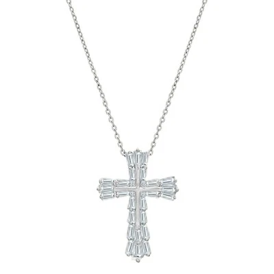 0.50Ct Corte Baguette Circonita Cúbica 925 Plata de Ley Mujer Colgante de Cruz - Imagen 1 de 4