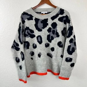See and Be Seen Womens Gray Animal Print Long Sleeve Sweater w/Orange Trim L - Picture 1 of 6