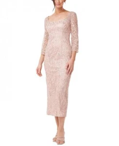 New $258 JS Collections Women's Midi 3/4 Sleeve Round Neck Sheath Dress A4461 - Picture 1 of 8