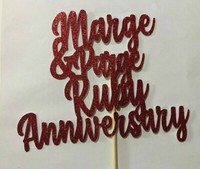 40th wedding anniversary glitter ruby years cake topper customised 40yrs 40 ruby