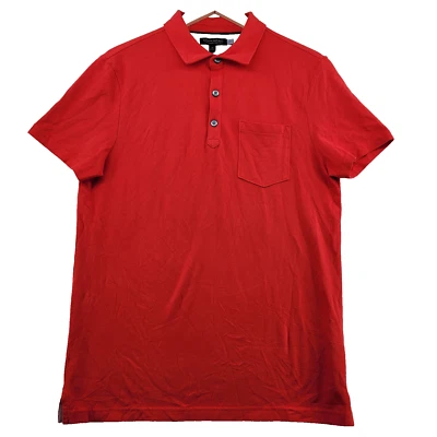 Banana Republic Men's Size M Solid Red Short Sleeve Performance Pique Polo Shirt - Image 1 of 4