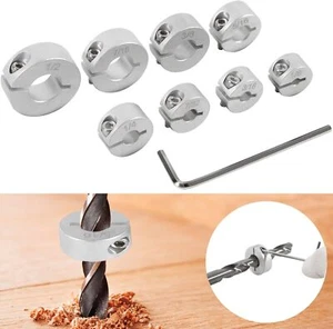 8-PCS Stop Collar Set, Drill Bit Depth Stop Split Ring, Drill Bit Holder - Picture 1 of 8