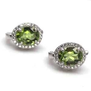 SHOLA Echt Natürlicher Peridot Ohrringe 925 Sterlinsilber E492 - Picture 1 of 4