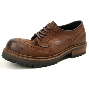 Men's Carved Shoes Round Toe Leather Shoes Retro Round Toe Workwear Dress Shoes - Picture 1 of 26