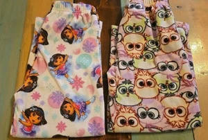 Girl's Pajama Pants Lot Of 2 Pair Size 4/5 Angry Birds & Dora - Picture 1 of 5