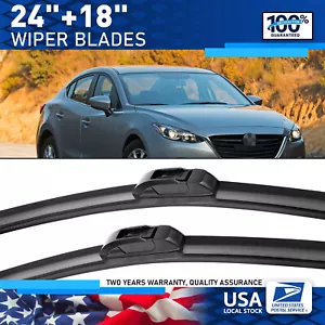 For 2014-2018 Mazda 3 24"&18" Set of 2 OEM Quality Windshield Wiper Blades U/J - Picture 1 of 12