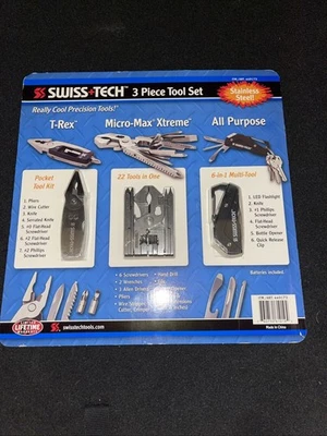 Juego de herramientas Swiss Tech de 3 piezas -- Todo uso -- Micro-Max Xtreme -- T-Rex Foto 1 de 2