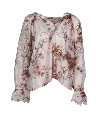 Sandro Paris Women's Blouse Size 3 / L  V-Neck Linen Blend SFPTO00398 - Image 1 of 4