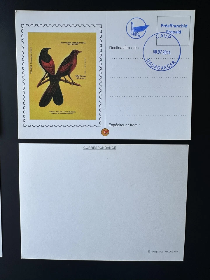 Madagascar 1987 ? Mi. 1049 oblitéré surcharge locale Entier Postal Oiseau Bird - Photo 1/1