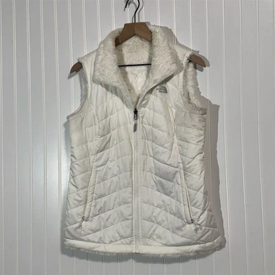 Женский двусторонний жилет The North Face M белый флисовый стеганый пуховик для лыж уютный - Изображение 1 из 4