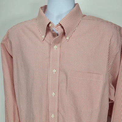 Brooks Brothers 346 Shirt Mens 17.5 - 4/5 Red Graph Check Button Down Non Iron - Image 1 of 4