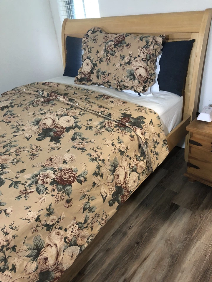 RALPH LAUREN BUCKS COUNTY NEUTRAL FLORAL DUVET COVER SET TWIN 64x86" 2Pc ITALY  - Image 1 of 4