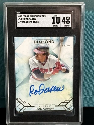 2020 Topps Diamond Icons 22/25 Rod Carew SGC 4 Auto 10 Pop 1 😂😂😂 see des. - Image 1 of 2