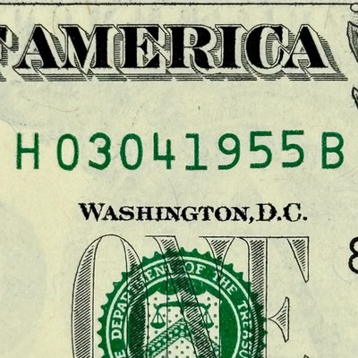 March 4th 1955 3rd April Dollar Bill Uncirculated Birthday Note $1 Fancy Serial - Image 1 of 4