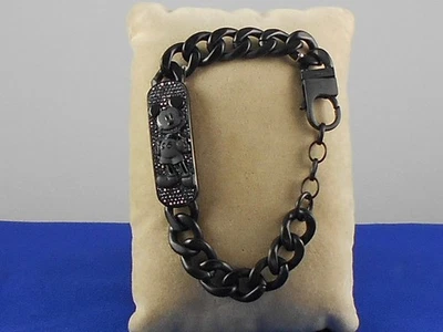 Fossil X Disney Hematite Stainless Sp Ed Men's Pave' MICKEY MOUSE ID Bracelet - Image 1 of 3