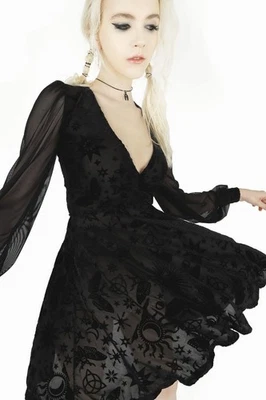 Vestido Romance Transparente BlackMilk Burned Velvet Spell Tamanho Pequeno P NOVO COM ETIQUETAS - Imagem 1 de 4